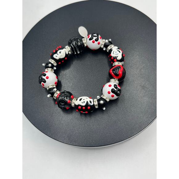 *Katie and May Red And Black Glass Musical Beads Stretch Bracelet - Picture 4 of 4